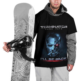 Накидка на куртку 3D с принтом Terminator Dark Fate в Кировске, 100% полиэстер |  | dark fate | ill be back | terminator | арнольд шварценеггер | киборг | надпись | темные судьбы | терминатор | терминатор 2019 | терминатор темные судьбы | фильм | шварцнегер