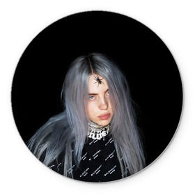 Коврик для мышки круглый с принтом BILLIE EILISH с Пауком в Кировске, резина и полиэстер | круглая форма, изображение наносится на всю лицевую часть | all | asleep | bad | bellyache | billie | blohsh | dont | eilish | eyes | fall | ghoul | guy | logo | music | ocean | singer | smile | when | айлиш | били | билли | бэрд | лого | музыка | пайрат | певица | символ | эйлиш