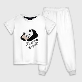 Детская пижама хлопок с принтом Спящая Панда в Кировске, 100% хлопок |  брюки и футболка прямого кроя, без карманов, на брюках мягкая резинка на поясе и по низу штанин
 | sleeping is my life | панда | сон | спать | спать это моя жизнь