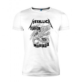 Мужская футболка премиум с принтом Metallica в Кировске, 92% хлопок, 8% лайкра | приталенный силуэт, круглый вырез ворота, длина до линии бедра, короткий рукав | metalica | metallica | группа | джеймс хэтфилд | кирк хэмметт | ларс ульрих | метал | металика | металлика | миталика | музыка | роберт трухильо | рок | трэш | трэшметал | хард | хеви