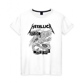 Женская футболка хлопок с принтом Metallica в Кировске, 100% хлопок | прямой крой, круглый вырез горловины, длина до линии бедер, слегка спущенное плечо | metalica | metallica | группа | джеймс хэтфилд | кирк хэмметт | ларс ульрих | метал | металика | металлика | миталика | музыка | роберт трухильо | рок | трэш | трэшметал | хард | хеви