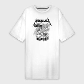 Платье-футболка хлопок с принтом Metallica в Кировске,  |  | metalica | metallica | группа | джеймс хэтфилд | кирк хэмметт | ларс ульрих | метал | металика | металлика | миталика | музыка | роберт трухильо | рок | трэш | трэшметал | хард | хеви