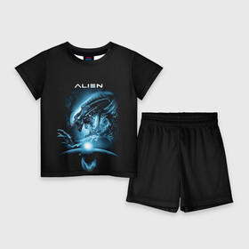 Детский костюм с шортами 3D с принтом ALIEN в Кировске,  |  | Тематика изображения на принте: alien | aliens | art | vs | триллер | ужасы | фантастика | чужой