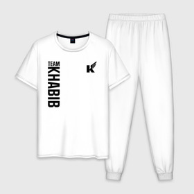Мужская пижама хлопок с принтом Team Khabib в Кировске, 100% хлопок | брюки и футболка прямого кроя, без карманов, на брюках мягкая резинка на поясе и по низу штанин
 | Тематика изображения на принте: 