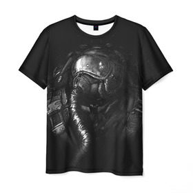 Мужская футболка 3D с принтом Чернозём - Пилот в Кировске, 100% полиэфир | прямой крой, круглый вырез горловины, длина до линии бедер | reminor | киберпанк | чернозём