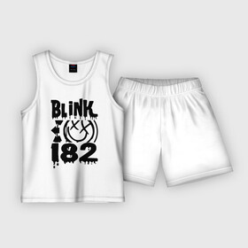 Детская пижама с шортами хлопок с принтом Blink 182 в Кировске,  |  | blink | cheese | duck tape | filter | grilled | альтернативный | блинк | группа | дак тейп | марк хоппус | музыка | мэтт скиба | панк | поп | рок | скейт | трэвис баркер
