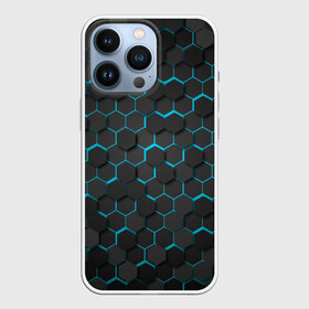 Чехол для iPhone 13 Pro с принтом Turquoise Octagon в Кировске,  |  | octagon | бирюзовые соты | бирюзовый | неон | неоновые соты | октагон | соты