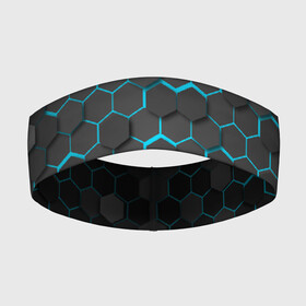 Повязка на голову 3D с принтом Turquoise Octagon в Кировске,  |  | octagon | бирюзовые соты | бирюзовый | неон | неоновые соты | октагон | соты