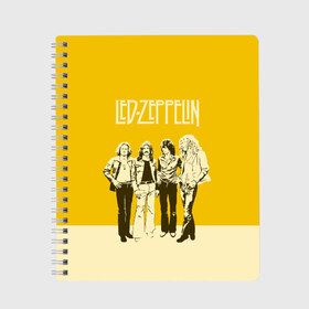 Тетрадь с принтом Led Zeppelin в Кировске, 100% бумага | 48 листов, плотность листов — 60 г/м2, плотность картонной обложки — 250 г/м2. Листы скреплены сбоку удобной пружинной спиралью. Уголки страниц и обложки скругленные. Цвет линий — светло-серый
 | led | led zep | led zeppelin | ledzep | lz | zoso | группа | джимми пейдж | джон генри бонэм | джон пол джонс | зосо | лед зепелен | лед зеппелин | ледзепелен | ледзеппелин | роберт плант | рок