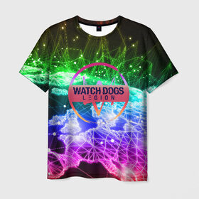 Мужская футболка 3D с принтом WATCH DOGS LEGION в Кировске, 100% полиэфир | прямой крой, круглый вырез горловины, длина до линии бедер | ded sec | hacker | legion | watch dogs | watch dogs 2 | watch dogs legion | легион | хакер