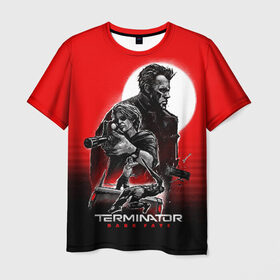 Мужская футболка 3D с принтом Terminator: Dark Fate в Кировске, 100% полиэфир | прямой крой, круглый вырез горловины, длина до линии бедер | dark fate | sarah j. connor | t 800 | terminator | восстание машин | киборг | сара коннор | темные судьбы | терминатор
