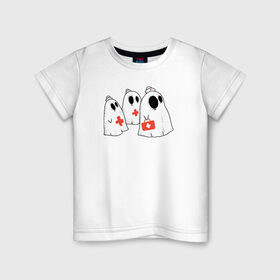 Детская футболка хлопок с принтом Мед Призраки в Кировске, 100% хлопок | круглый вырез горловины, полуприлегающий силуэт, длина до линии бедер | doctor | halloween | health | nurse | доктор | медбрат | медсестра | привидение | призрак | хеллоуин | хэллоуин
