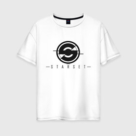 Женская футболка хлопок Oversize с принтом Starset Logo Black в Кировске, 100% хлопок | свободный крой, круглый ворот, спущенный рукав, длина до линии бедер
 | logo | rock | starset | лого | рок | старсет