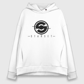 Женское худи Oversize хлопок с принтом Starset Logo Black в Кировске, френч-терри — 70% хлопок, 30% полиэстер. Мягкий теплый начес внутри —100% хлопок | боковые карманы, эластичные манжеты и нижняя кромка, капюшон на магнитной кнопке | Тематика изображения на принте: logo | rock | starset | лого | рок | старсет