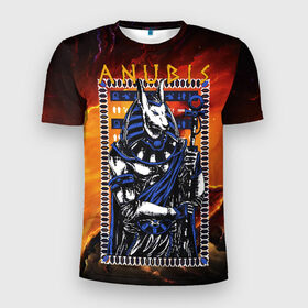 Мужская футболка 3D спортивная с принтом Anubis - the god of death в Кировске, 100% полиэстер с улучшенными характеристиками | приталенный силуэт, круглая горловина, широкие плечи, сужается к линии бедра | 