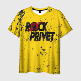 Мужская футболка 3D с принтом Rock Privet в Кировске, 100% полиэфир | прямой крой, круглый вырез горловины, длина до линии бедер | rock | rock privet | рок. рок привет