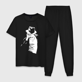 Мужская пижама хлопок с принтом Майкл Джексон в Кировске, 100% хлопок | брюки и футболка прямого кроя, без карманов, на брюках мягкая резинка на поясе и по низу штанин
 | Тематика изображения на принте: michael jackson | артист | майкл джексон | музыка | поп | рок