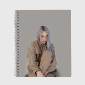 Тетрадь с принтом BILLIE EILISH в Кировске, 100% бумага | 48 листов, плотность листов — 60 г/м2, плотность картонной обложки — 250 г/м2. Листы скреплены сбоку удобной пружинной спиралью. Уголки страниц и обложки скругленные. Цвет линий — светло-серый
 | bilie | billi | billie | eilish | eillish | elish | ellish | айлиш | алиш | били | билли | эйлиш | элиш