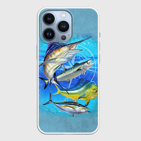Чехол для iPhone 13 Pro с принтом Marlin and other fish в Кировске,  |  | Тематика изображения на принте: рыба | рыбак | рыбалка | снасти | увлечение | улов | хобби