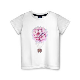 Детская футболка хлопок с принтом Воздушные Цветы в Кировске, 100% хлопок | круглый вырез горловины, полуприлегающий силуэт, длина до линии бедер | воздушные цветы | воздушный шар | растение | цветы