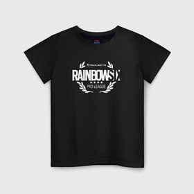 Детская футболка хлопок с принтом R6S PRO LEAGUE (НА СПИНЕ) в Кировске, 100% хлопок | круглый вырез горловины, полуприлегающий силуэт, длина до линии бедер | 6 | outbreak | rainbow | rainbow six siege | six | tom clancys | радуга осада | том клэнси