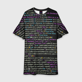 Детское платье 3D с принтом PHP CODE в Кировске, 100% полиэстер | прямой силуэт, чуть расширенный к низу. Круглая горловина, на рукавах — воланы | hugo weaving | pc | the matrix | код | компьютеры | матрица | матрица 4 | программист | программный код | цифры