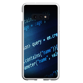 Чехол для Samsung S10E с принтом CODE STYLE в Кировске, Силикон | Область печати: задняя сторона чехла, без боковых панелей | Тематика изображения на принте: hugo weaving | pc | the matrix | код | компьютеры | матрица | матрица 4 | программист | программный код | цифры