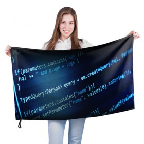 Флаг 3D с принтом CODE STYLE в Кировске, 100% полиэстер | плотность ткани — 95 г/м2, размер — 67 х 109 см. Принт наносится с одной стороны | hugo weaving | pc | the matrix | код | компьютеры | матрица | матрица 4 | программист | программный код | цифры