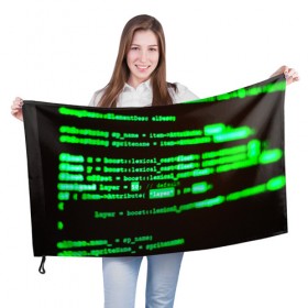 Флаг 3D с принтом КИСЛОТНЫЙ КОД в Кировске, 100% полиэстер | плотность ткани — 95 г/м2, размер — 67 х 109 см. Принт наносится с одной стороны | hugo weaving | pc | the matrix | код | компьютеры | матрица | матрица 4 | программист | программный код | цифры