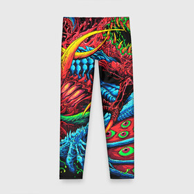 Детские леггинсы 3D с принтом CS GO hyper beast skin в Кировске, полиэстер 85%, спандекс 15% | эластичный пояс, зауженный крой | awp | counter strike | cs go | cs go global offensive | hyper beast | skin cs | team cs | команды cs | скины оружия | скоростной зверь | хайпер бист