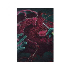 Обложка для паспорта матовая кожа с принтом CS GO hyper beast skin в Кировске, натуральная матовая кожа | размер 19,3 х 13,7 см; прозрачные пластиковые крепления | awp | counter strike | cs go | cs go global offensive | hyper beast | skin cs | team cs | команды cs | скины оружия | скоростной зверь | хайпер бист