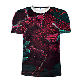 Мужская футболка 3D спортивная с принтом CS GO hyper beast skin в Кировске, 100% полиэстер с улучшенными характеристиками | приталенный силуэт, круглая горловина, широкие плечи, сужается к линии бедра | awp | counter strike | cs go | cs go global offensive | hyper beast | skin cs | team cs | команды cs | скины оружия | скоростной зверь | хайпер бист