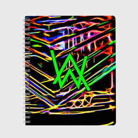 Тетрадь с принтом ALAN WALKER DJ в Кировске, 100% бумага | 48 листов, плотность листов — 60 г/м2, плотность картонной обложки — 250 г/м2. Листы скреплены сбоку удобной пружинной спиралью. Уголки страниц и обложки скругленные. Цвет линий — светло-серый
 | Тематика изображения на принте: alan walker | aw | electro | electro music | music | алан уокер | музыка | музыкант | электро | электронная музыка