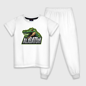 Детская пижама хлопок с принтом Alligator / Аллигатор в Кировске, 100% хлопок |  брюки и футболка прямого кроя, без карманов, на брюках мягкая резинка на поясе и по низу штанин
 | design | logo | mascot | герои | дикий | звери | киберспорт | крокодил | спортивная | стиль | талисман | фитнес | форма | футбол | яркие