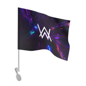 Флаг для автомобиля с принтом ALAN WALKER NEON в Кировске, 100% полиэстер | Размер: 30*21 см | alan walker | aw | electro | electro music | music | алан уокер | музыка | музыкант | электро | электронная музыка