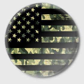 Значок с принтом American Flag Camo в Кировске,  металл | круглая форма, металлическая застежка в виде булавки | eagle | states | united | usa | армейские | армия | камуфляж | орел | служба | снайпер | соединенных | солдат | сша | форма | штатов