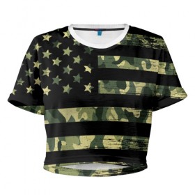 Женская футболка Cropp-top с принтом American Flag Camo в Кировске, 100% полиэстер | круглая горловина, длина футболки до линии талии, рукава с отворотами | eagle | states | united | usa | армейские | армия | камуфляж | орел | служба | снайпер | соединенных | солдат | сша | форма | штатов