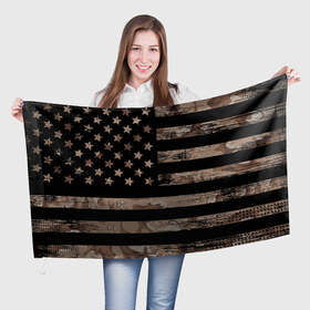 Флаг 3D с принтом American Flag Camo в Кировске, 100% полиэстер | плотность ткани — 95 г/м2, размер — 67 х 109 см. Принт наносится с одной стороны | eagle | states | united | usa | армейские | армия | камуфляж | орел | служба | снайпер | соединенных | солдат | сша | форма | штатов