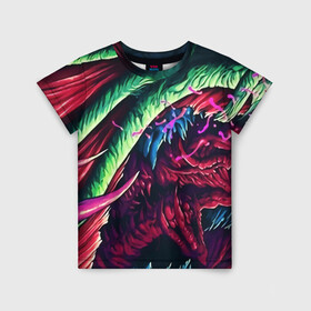 Детская футболка 3D с принтом HYPER BEAST в Кировске, 100% гипоаллергенный полиэфир | прямой крой, круглый вырез горловины, длина до линии бедер, чуть спущенное плечо, ткань немного тянется | awp | counter strike | cs go | cs go global offensive | hyper beast | skin cs | team cs | команды cs | скины оружия | скоростной зверь | хайпер бист