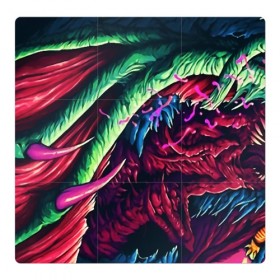 Магнитный плакат 3Х3 с принтом HYPER BEAST в Кировске, Полимерный материал с магнитным слоем | 9 деталей размером 9*9 см | awp | counter strike | cs go | cs go global offensive | hyper beast | skin cs | team cs | команды cs | скины оружия | скоростной зверь | хайпер бист