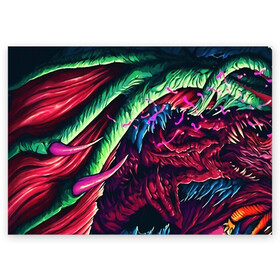 Поздравительная открытка с принтом HYPER BEAST в Кировске, 100% бумага | плотность бумаги 280 г/м2, матовая, на обратной стороне линовка и место для марки
 | awp | counter strike | cs go | cs go global offensive | hyper beast | skin cs | team cs | команды cs | скины оружия | скоростной зверь | хайпер бист