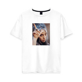 Женская футболка хлопок Oversize с принтом Билли Айлиш в Кировске, 100% хлопок | свободный крой, круглый ворот, спущенный рукав, длина до линии бедер
 | билли айлиш | знаменитость | музыкант | фото
