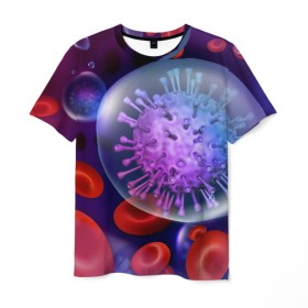 Мужская футболка 3D с принтом Лейкоциты и клетка в Кировске, 100% полиэфир | прямой крой, круглый вырез горловины, длина до линии бедер | вены | внутренности | кровь | лейкоциты | медицина | операция | разрез | сердце | строение человека | ужас | ужасы | частицы