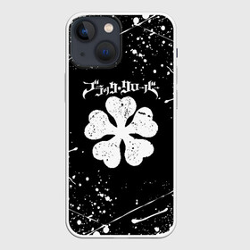 Чехол для iPhone 13 mini с принтом Черный Клевер с белыми мазками в Кировске,  |  | 