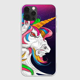 Чехол для iPhone 12 Pro Max с принтом Angry Unicorn в Кировске, Силикон |  | cosmos | hair | rainbow | stars | unicorn | волосы | глаза | единорог | злой | зубы | космос | лошадь | радуга