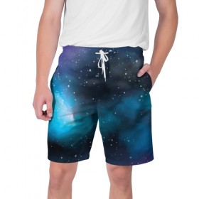 Мужские шорты 3D с принтом Рисованный Космос в Кировске,  полиэстер 100% | прямой крой, два кармана без застежек по бокам. Мягкая трикотажная резинка на поясе, внутри которой широкие завязки. Длина чуть выше колен | вселенная | звезды | космос | рисованный космос