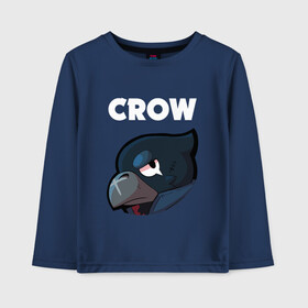 Детский лонгслив хлопок с принтом BRAWL STARS CROW в Кировске, 100% хлопок | круглый вырез горловины, полуприлегающий силуэт, длина до линии бедер | android | brawl stars | colt | crow | games | leon | penny | poco. | shelly | spike | wanted | брав | бравл старс | звезды | игры | мобильные игры | старс