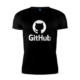 Мужская футболка премиум с принтом GitHub в Кировске, 92% хлопок, 8% лайкра | приталенный силуэт, круглый вырез ворота, длина до линии бедра, короткий рукав | Тематика изображения на принте: git hub | github | it | кодинг | программист