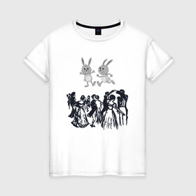 Женская футболка хлопок с принтом Заи & Бал в Кировске, 100% хлопок | прямой крой, круглый вырез горловины, длина до линии бедер, слегка спущенное плечо | 