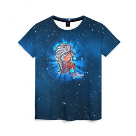Женская футболка 3D с принтом Водолей в Кировске, 100% полиэфир ( синтетическое хлопкоподобное полотно) | прямой крой, круглый вырез горловины, длина до линии бедер | вселенная | гороскоп | знаки зодиака | зодиак | космос | медитация | планеты